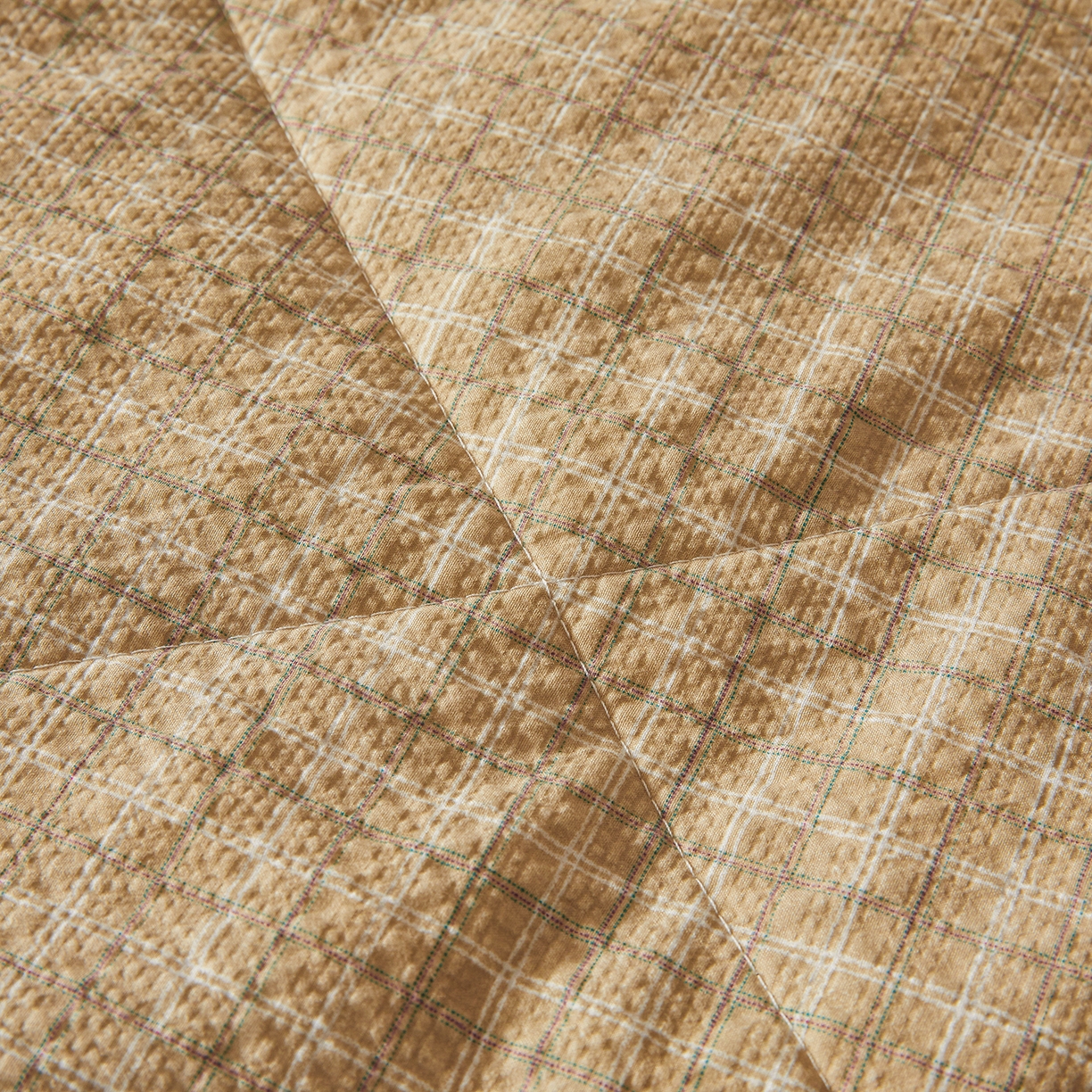 91家纺网 家纺一手货源 找家纺 熙宴家纺 2026新款云感泡芙棉花夏被四件套 咖方格