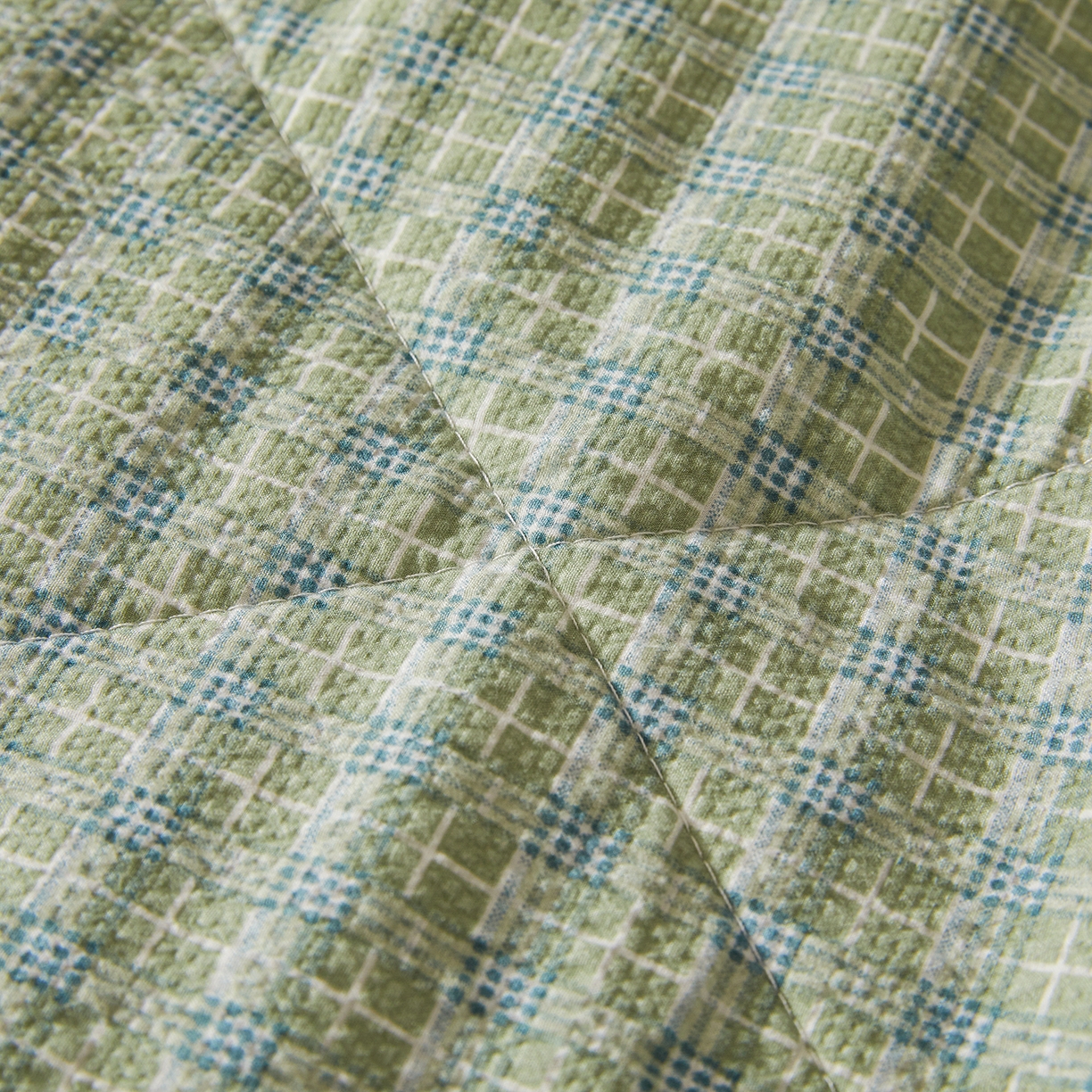 91家纺网 家纺一手货源 找家纺 熙宴家纺 2026新款云感泡芙棉花夏被四件套 绿方格