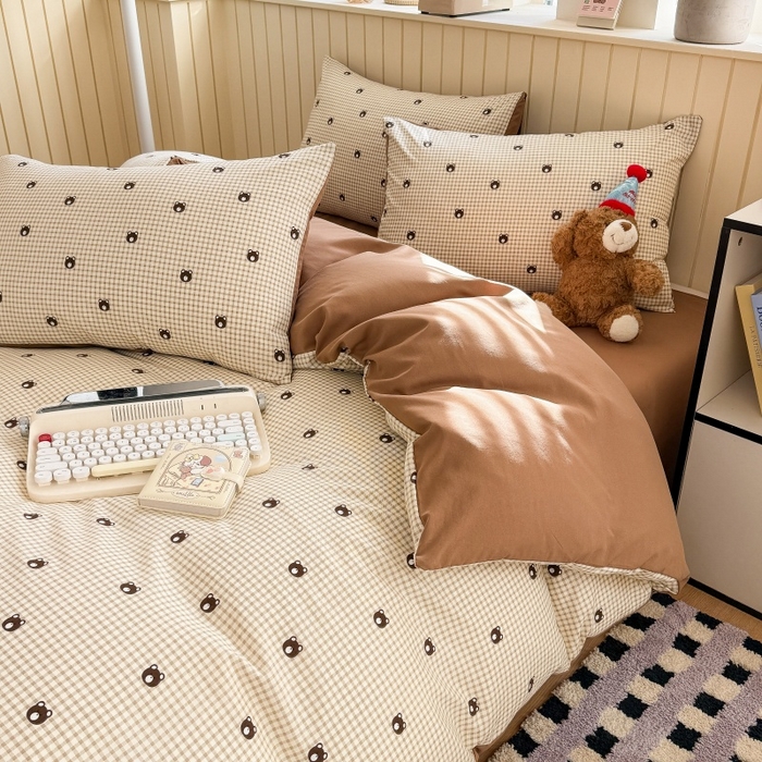 91家纺网 家纺一手货源 找家纺 鑫佳居 2026新款古法仿棉小清新印花单被套 格调熊