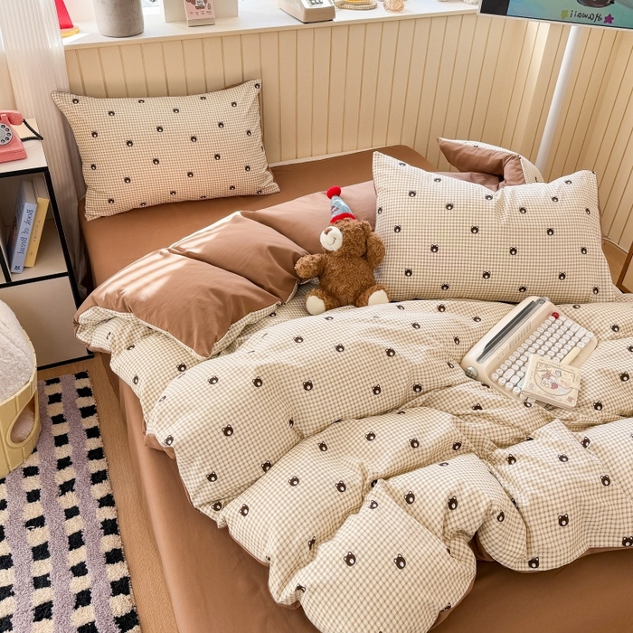 91家纺网 家纺一手货源 找家纺 鑫佳居 2026新款古法仿棉小清新印花单被套 格调熊