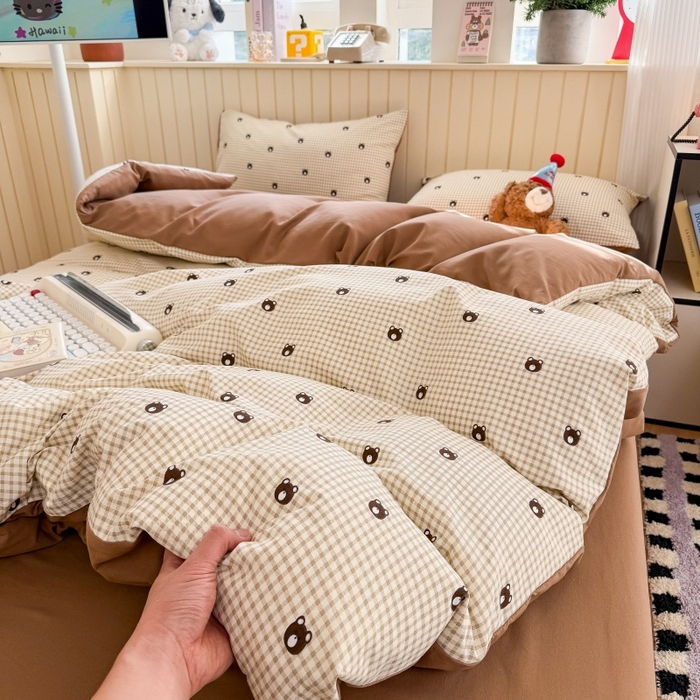 91家纺网 家纺一手货源 找家纺 鑫佳居 2026新款古法仿棉小清新印花单被套 格调熊