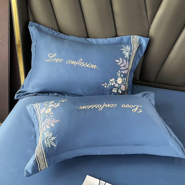 91家纺网 家纺一手货源 找家纺 玉相逢 2026新款天丝棉轻奢刺绣四件套-华尔兹系列 华尔兹-钻石蓝