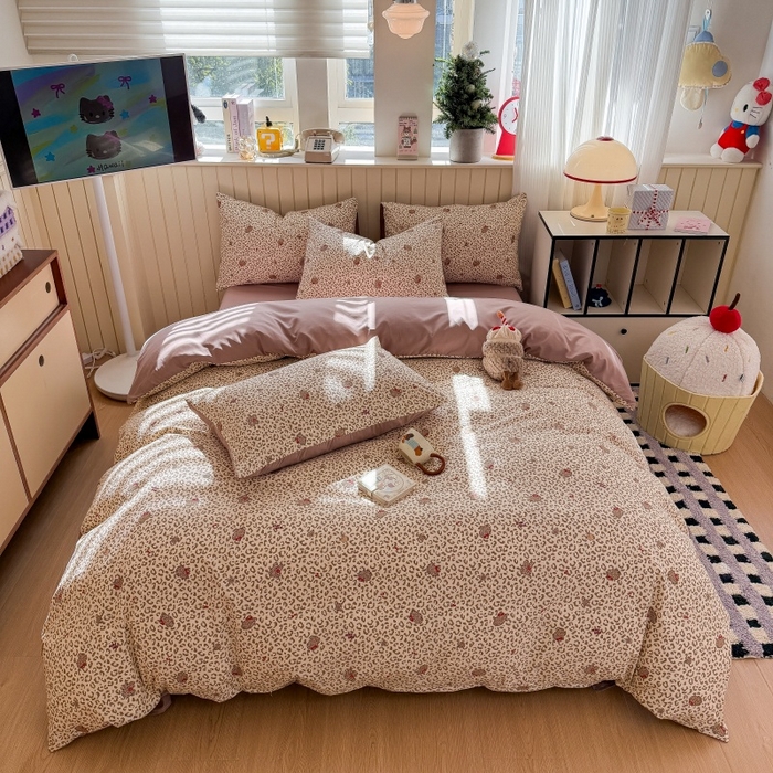 91家纺网 家纺一手货源 找家纺 鑫佳居 2026新款古法仿棉小清新印花单被套 豹纹猫