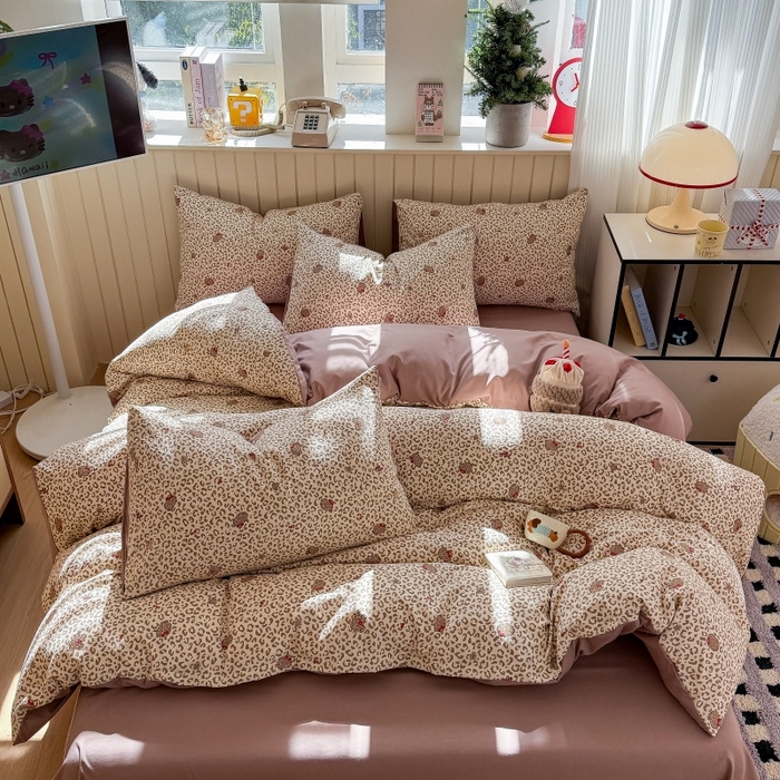 91家纺网 家纺一手货源 找家纺 鑫佳居 2026新款古法仿棉小清新印花单被套 豹纹猫