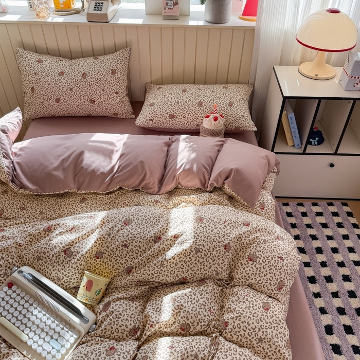 91家纺网 家纺一手货源 找家纺 鑫佳居 2026新款古法仿棉小清新印花单被套 豹纹猫