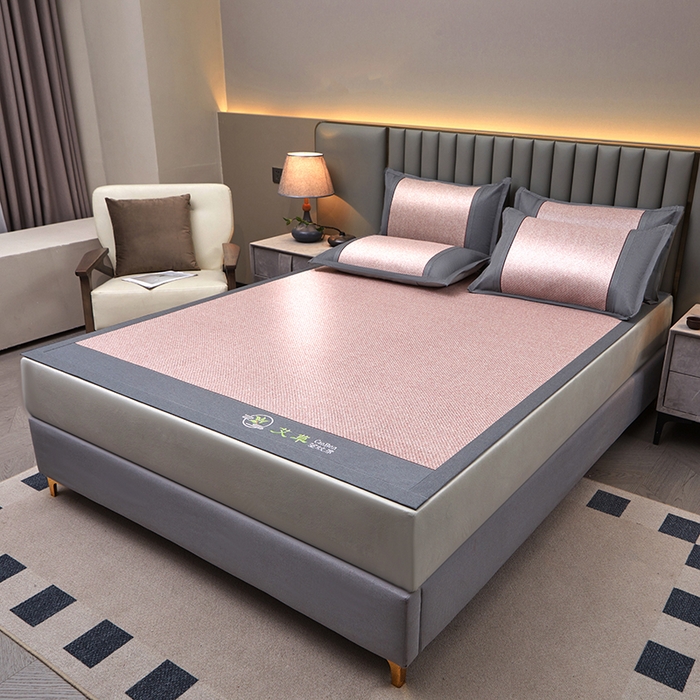 91家纺网 家纺一手货源 找家纺 席匠 2026新款双面印尼藤席凉席席子 樱花粉