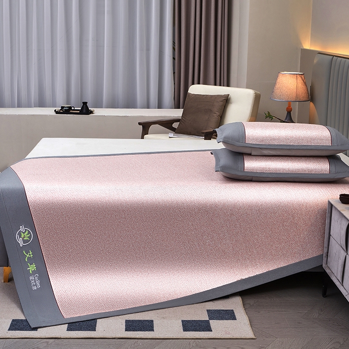 91家纺网 家纺一手货源 找家纺 席匠 2026新款双面印尼藤席凉席席子 樱花粉