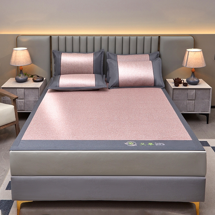 91家纺网 家纺一手货源 找家纺 席匠 2026新款双面印尼藤席凉席席子 樱花粉