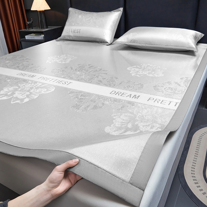 91家纺网 家纺一手货源 找家纺 航途席业 2026新款星河织梦提花粗冰丝席凉席席子 暮云灰