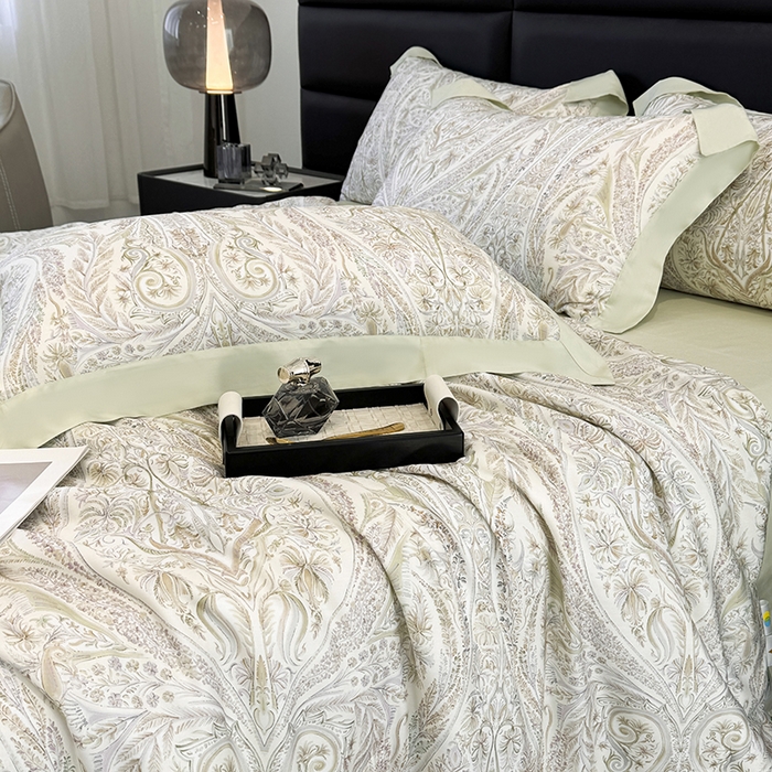 玉相逢 2026春夏新款莱赛尔天丝夏被嵌绳款数码印花单夏被夏被四件套 莉格西塔