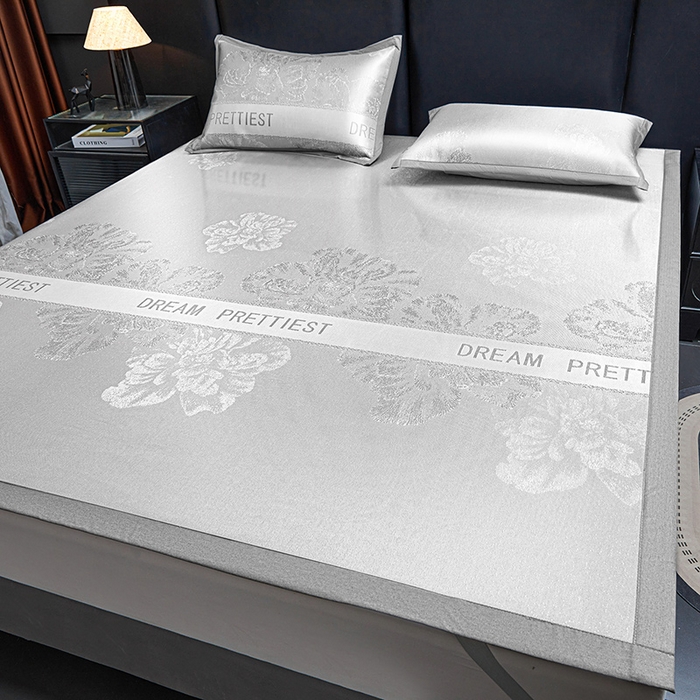 91家纺网 家纺一手货源 找家纺 航途席业 2026新款星河织梦提花粗冰丝席凉席席子 暮云灰