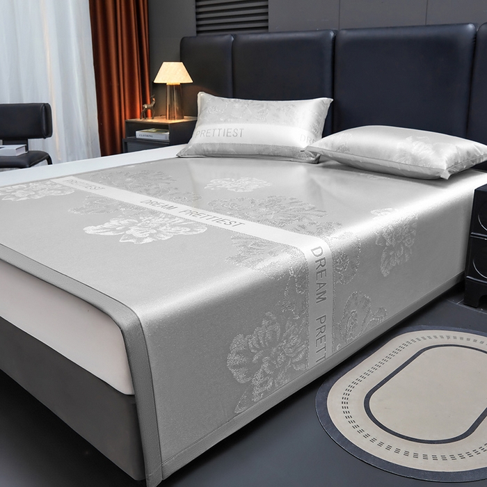 91家纺网 家纺一手货源 找家纺 航途席业 2026新款星河织梦提花粗冰丝席凉席席子 暮云灰