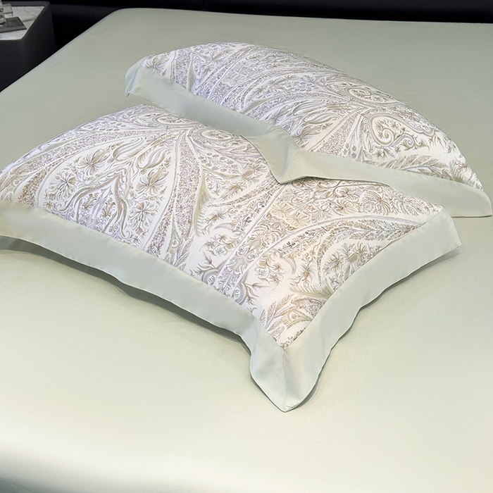 91家纺网 家纺一手货源 找家纺 玉相逢 2026春夏新款莱赛尔天丝夏被嵌绳款数码印花单夏被夏被四件套 莉格西塔