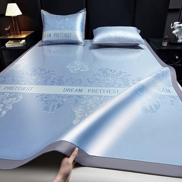 航途席业 2026新款星河织梦提花粗冰丝席凉席席子 晴川蓝