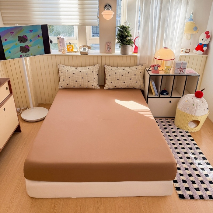 91家纺网 家纺一手货源 找家纺 鑫佳居 2026新款古法仿棉小清新印花单床笠 格调熊