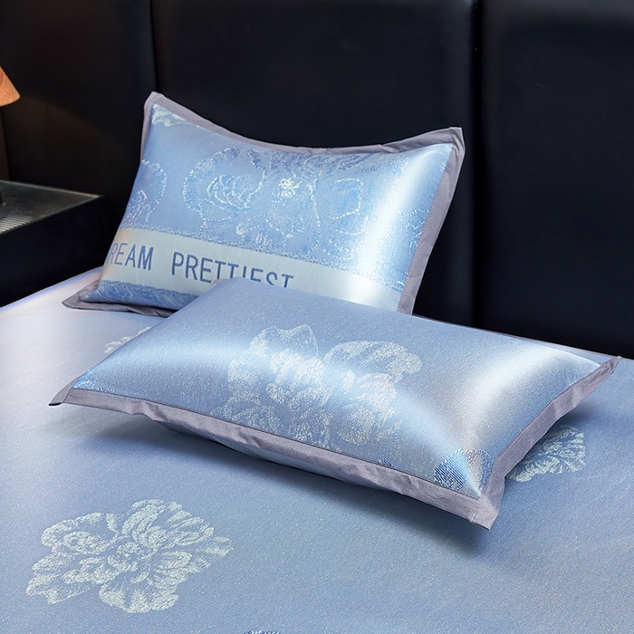 91家纺网 家纺一手货源 找家纺 航途席业 2026新款星河织梦提花粗冰丝席凉席席子 晴川蓝