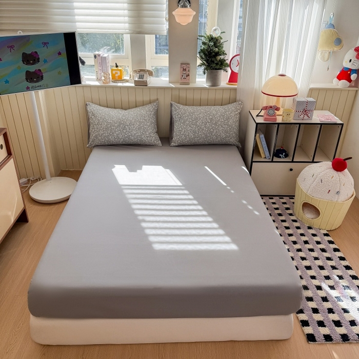 91家纺网 家纺一手货源 找家纺 鑫佳居 2026新款古法仿棉小清新印花单床笠 华茵春日