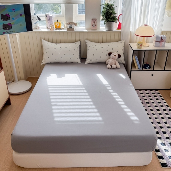 鑫佳居 2026新款古法仿棉小清新印花单床笠 灰蝴蝶