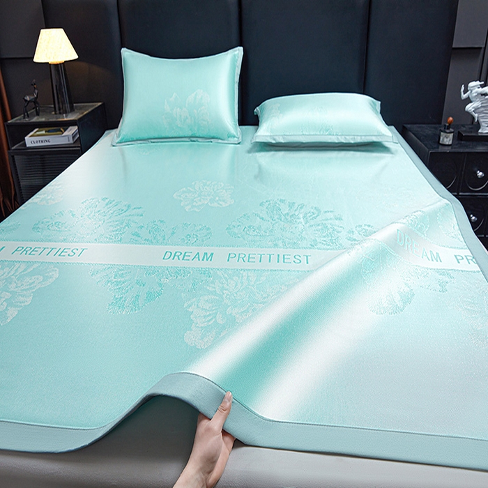 航途席业 2026新款星河织梦提花粗冰丝席凉席席子 松间绿