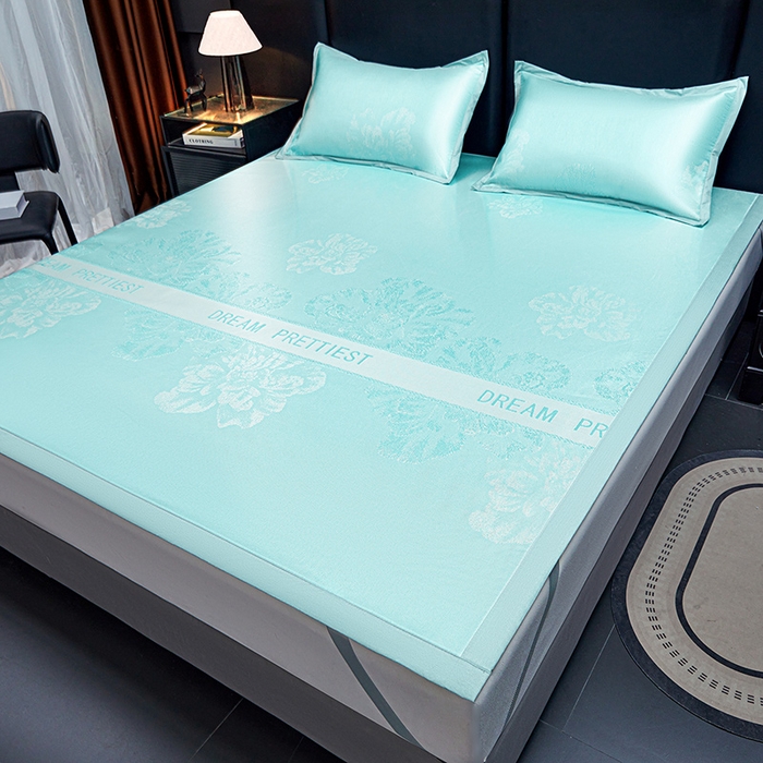 91家纺网 家纺一手货源 找家纺 航途席业 2026新款星河织梦提花粗冰丝席凉席席子 松间绿