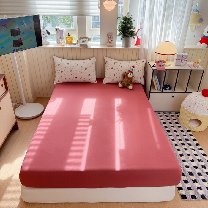 鑫佳居 2026新款古法仿棉小清新印花单床笠 苹果乐园