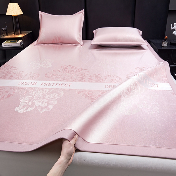 航途席业 2026新款星河织梦提花粗冰丝席凉席席子 桃夭粉