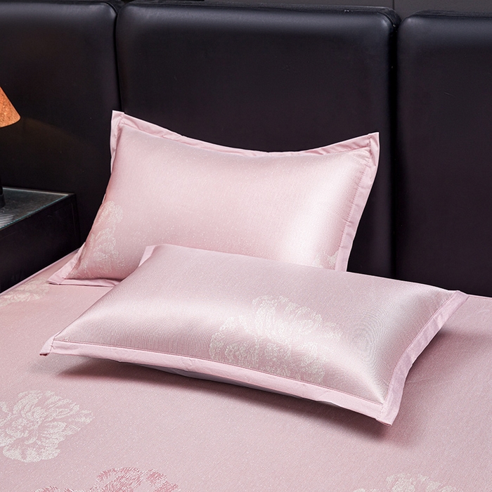 91家纺网 家纺一手货源 找家纺 航途席业 2026新款星河织梦提花粗冰丝席凉席席子 桃夭粉