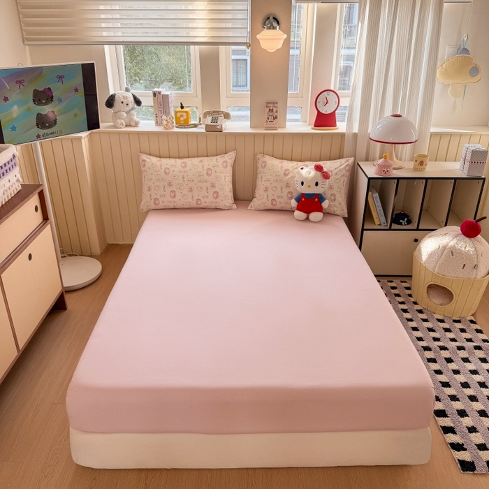 鑫佳居 2026新款古法仿棉小清新印花单床笠 k蒂猫