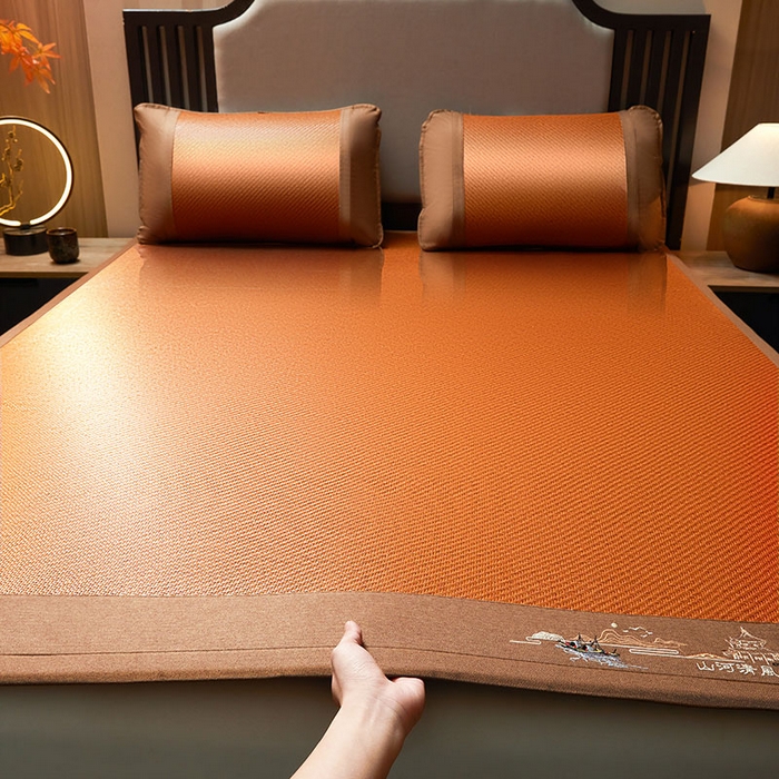 91家纺网 家纺一手货源 找家纺 （总）航途席业 2026新款山河清风印尼双面藤凉席席子