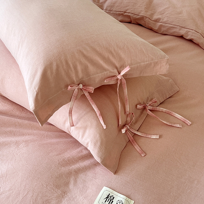 91家纺网 家纺一手货源 找家纺 （总）麦朵家居 2026色织全棉水洗棉四件套简约系列无印风床笠单被套长绒棉套件