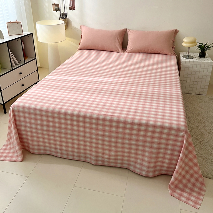 91家纺网 家纺一手货源 找家纺 （总）麦朵家居 2026色织全棉水洗棉四件套简约系列无印风床笠单被套长绒棉套件