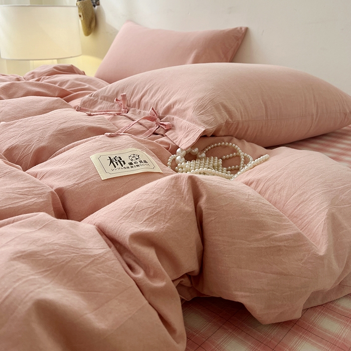 91家纺网 家纺一手货源 找家纺 （总）麦朵家居 2026色织全棉水洗棉四件套简约系列无印风床笠单被套长绒棉套件