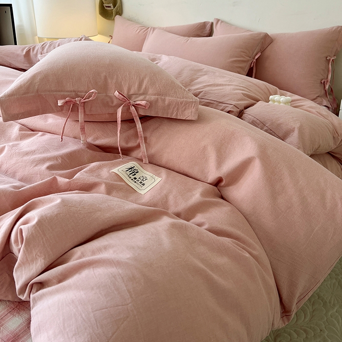 91家纺网 家纺一手货源 找家纺 （总）麦朵家居 2026色织全棉水洗棉四件套简约系列无印风床笠单被套长绒棉套件