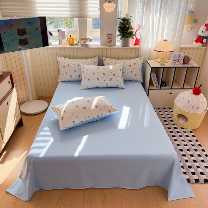 鑫佳居2026新款古法仿棉小清新印花单床单童趣甜日