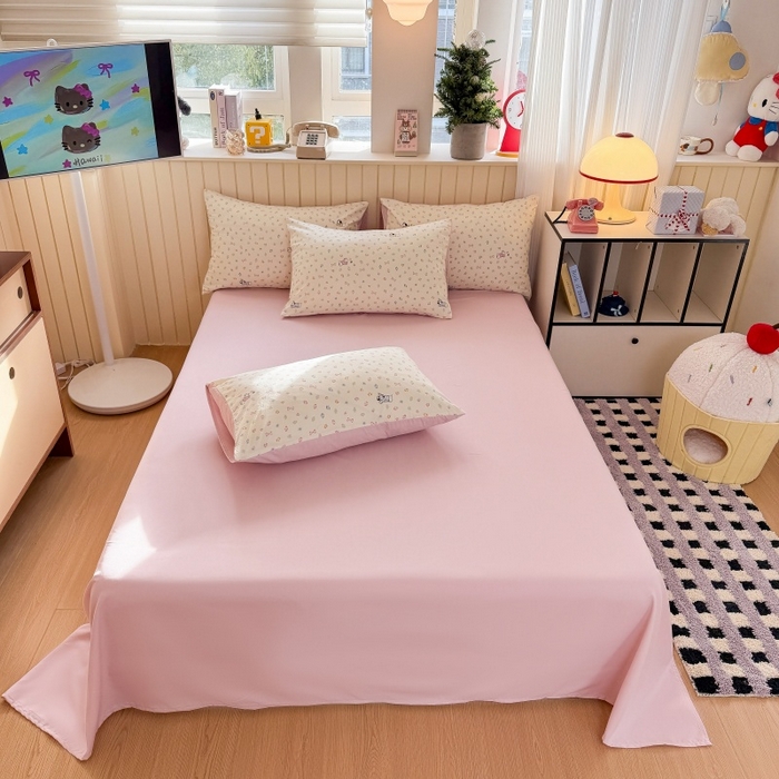 鑫佳居 2026新款古法仿棉小清新印花单床单 软芙小狗