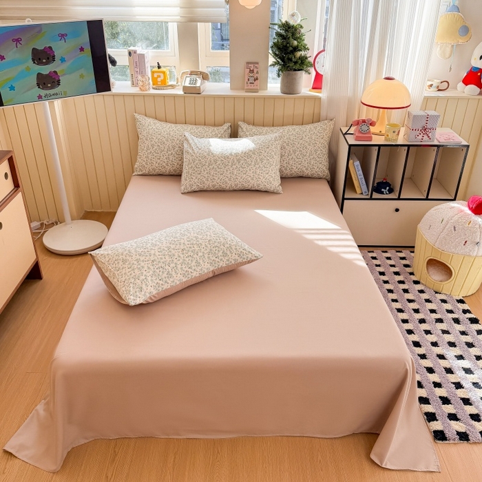 91家纺网 家纺一手货源 找家纺 鑫佳居 2026新款古法仿棉小清新印花单床单 花田错