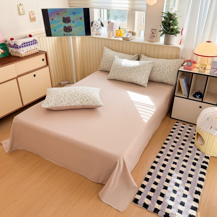 91家纺网 家纺一手货源 找家纺 鑫佳居 2026新款古法仿棉小清新印花单床单 花田错