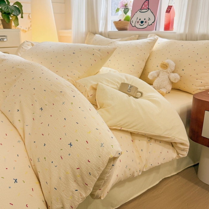 91家纺网 家纺一手货源 找家纺 （总）鑫佳居 2026新款水洗针织提花双层纱四件套