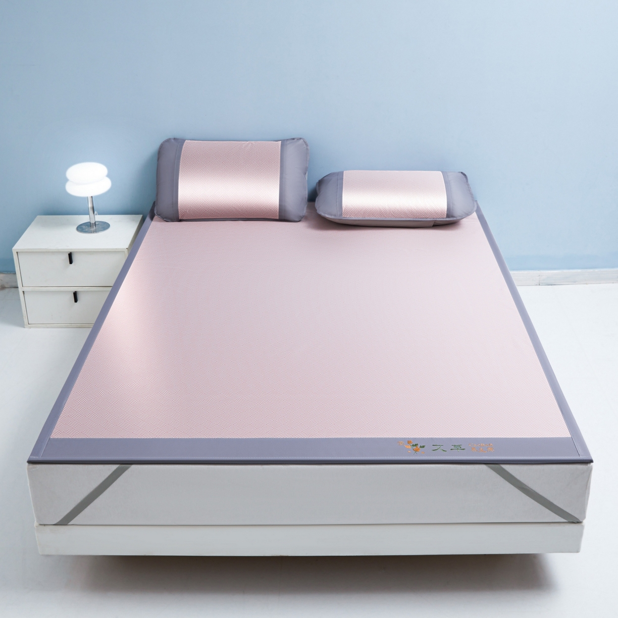 91家纺网 家纺一手货源 找家纺 席匠 2026新款粗冰丝饼干凉席席子 粉色