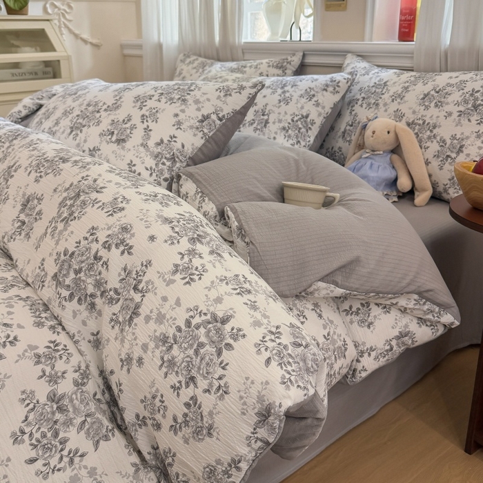 91家纺网 家纺一手货源 找家纺 （总）鑫佳居 2026新款水洗针织提花双层纱四件套