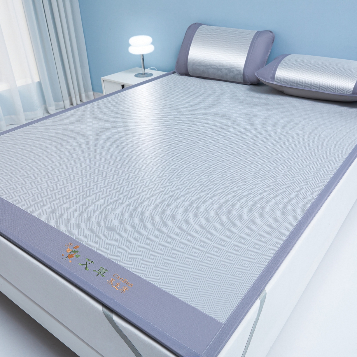 席匠 2026新款粗冰丝饼干凉席席子 灰色