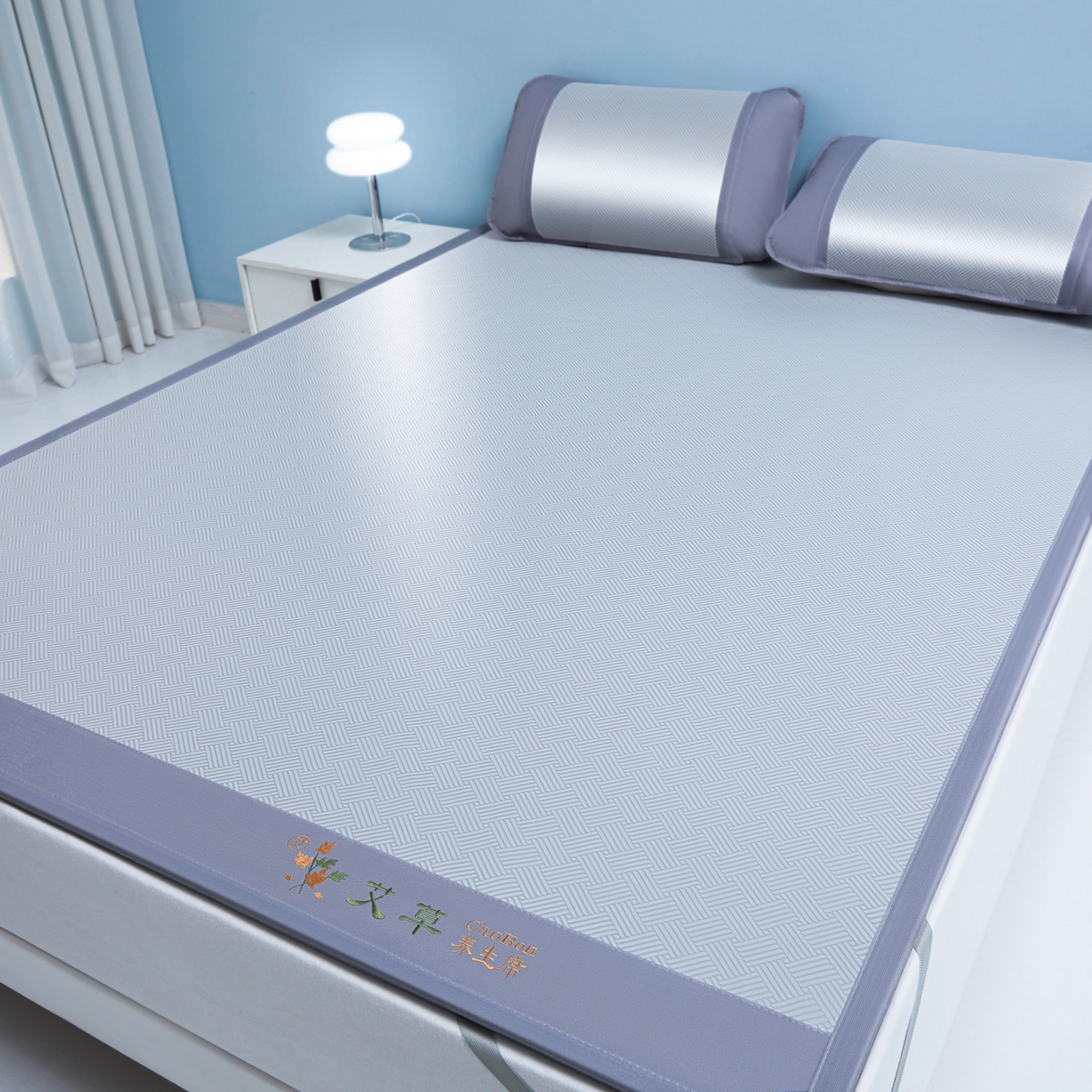 91家纺网 家纺一手货源 找家纺 席匠 2026新款粗冰丝饼干凉席席子 灰色