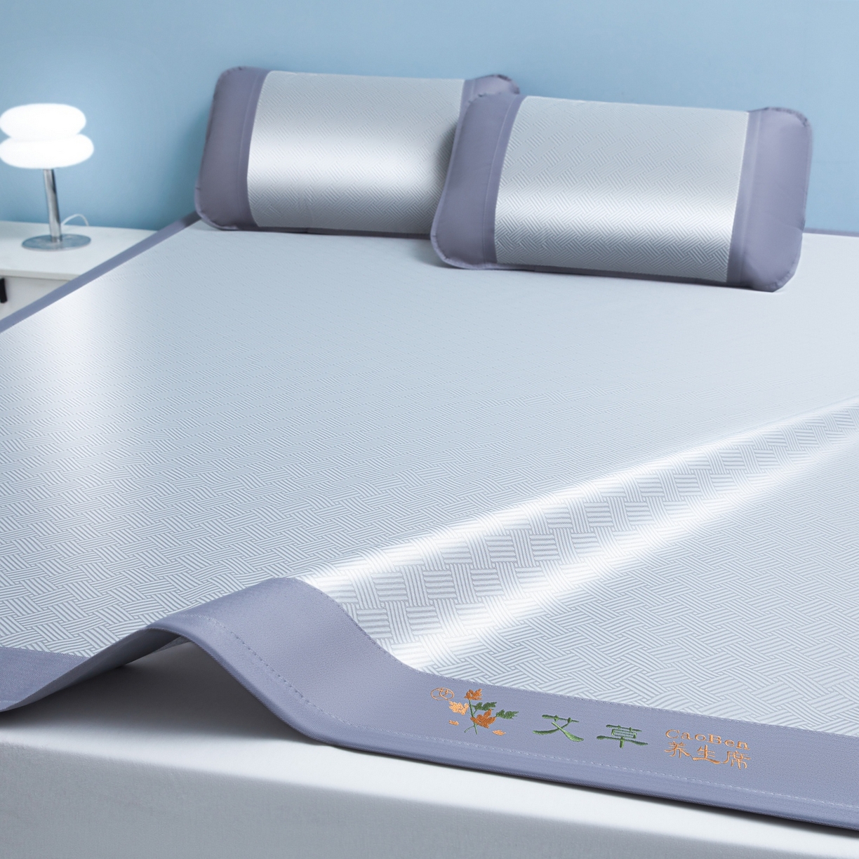 91家纺网 家纺一手货源 找家纺 席匠 2026新款粗冰丝饼干凉席席子 灰色