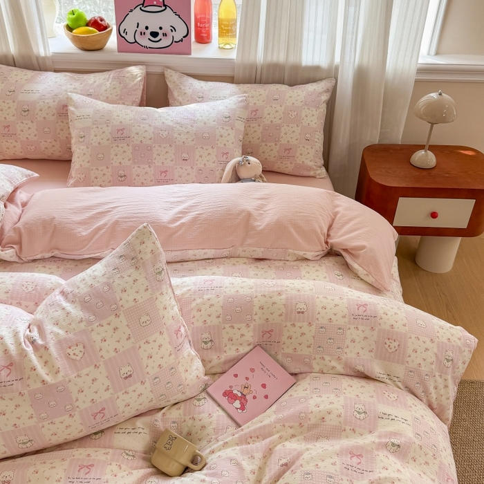 91家纺网 家纺一手货源 找家纺 （总）鑫佳居 2026新款水洗针织提花双层纱四件套