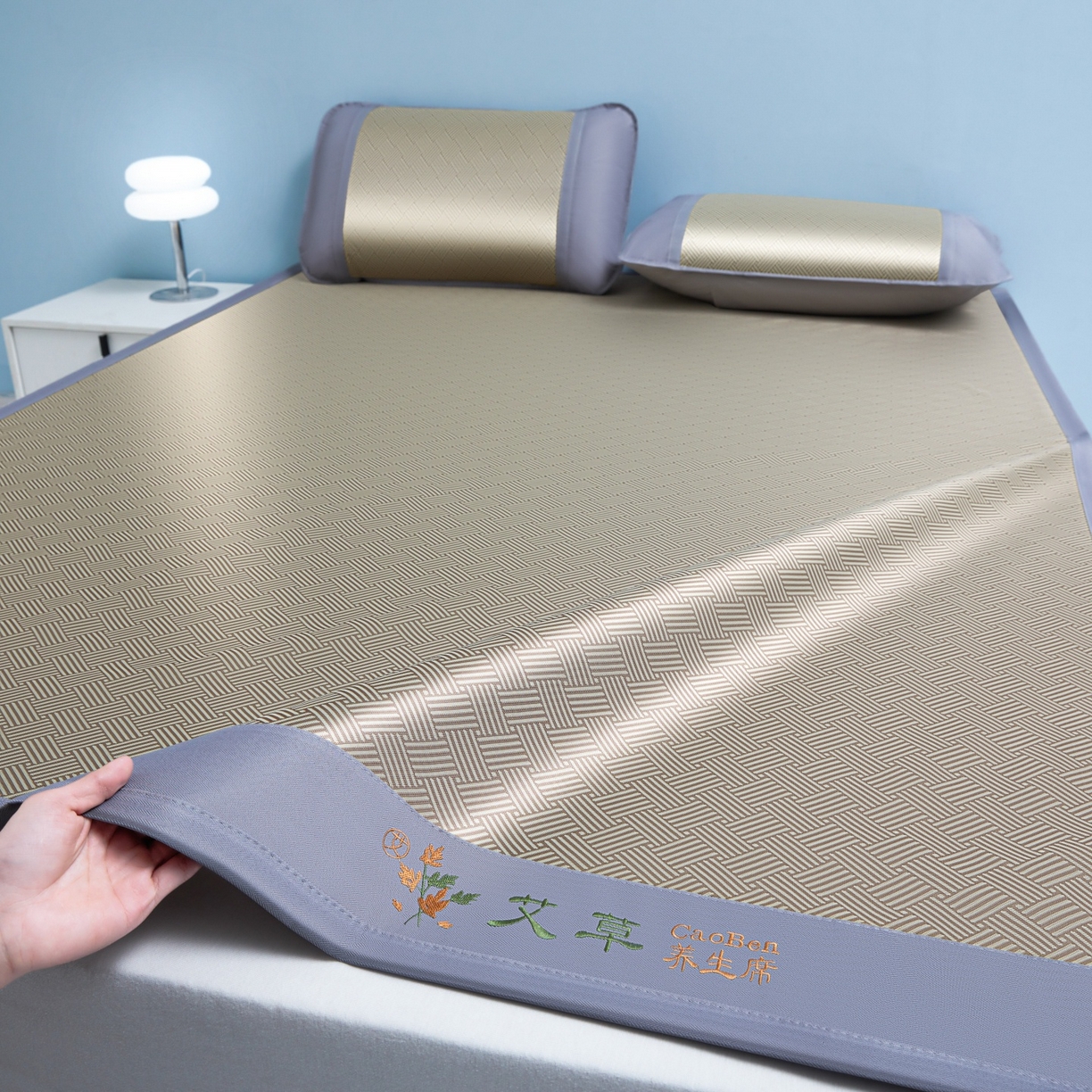 91家纺网 家纺一手货源 找家纺 席匠 2026新款粗冰丝饼干凉席席子 咖色