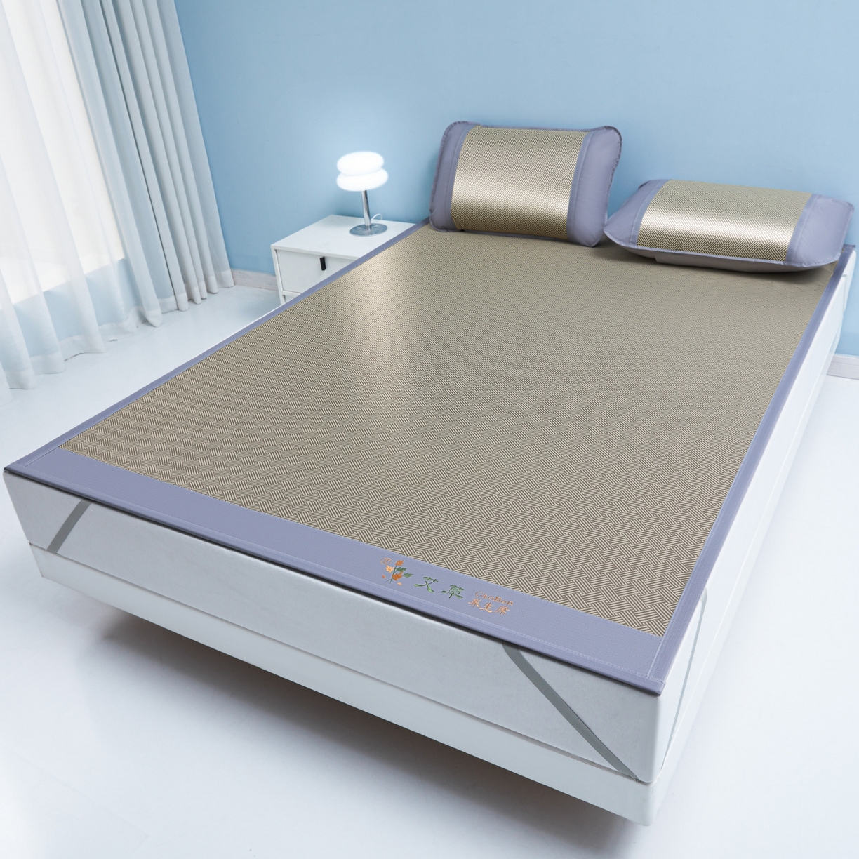 91家纺网 家纺一手货源 找家纺 席匠 2026新款粗冰丝饼干凉席席子 咖色