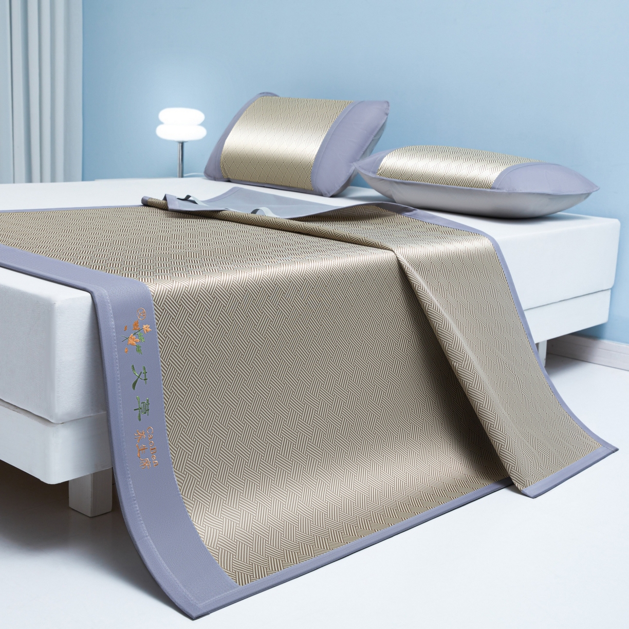 91家纺网 家纺一手货源 找家纺 席匠 2026新款粗冰丝饼干凉席席子 咖色