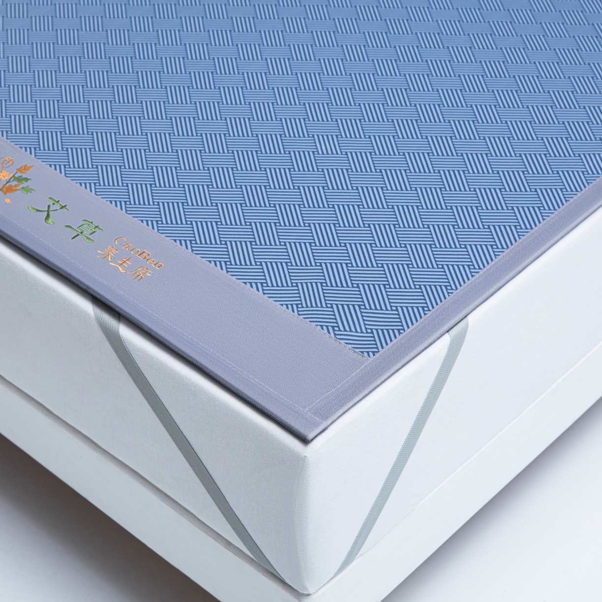 91家纺网 家纺一手货源 找家纺 席匠 2026新款粗冰丝饼干凉席席子 蓝色