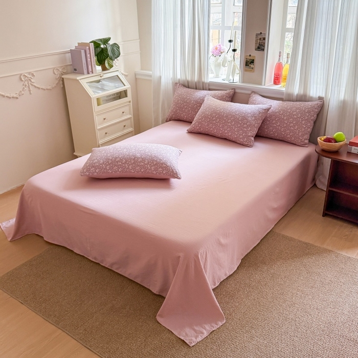 91家纺网 家纺一手货源 找家纺 鑫佳居 2026新款水洗针织提花双层纱四件套 暮色花町