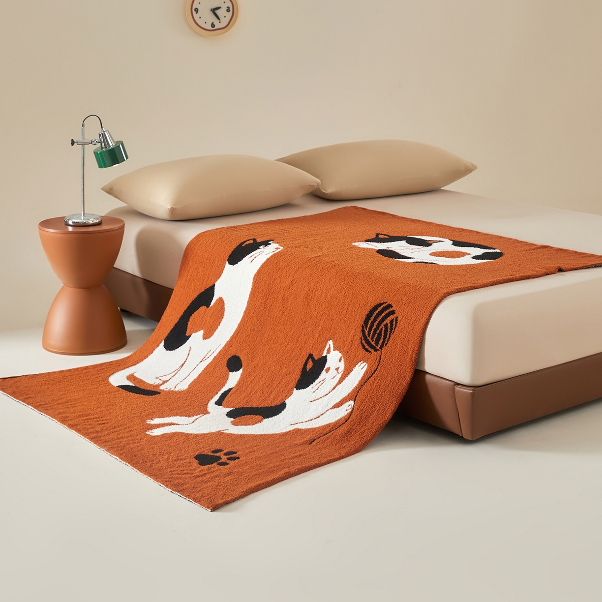 91家纺网 家纺一手货源 找家纺 航途席业 2026新款半边绒毛毯毯子 喵喵悠闲日